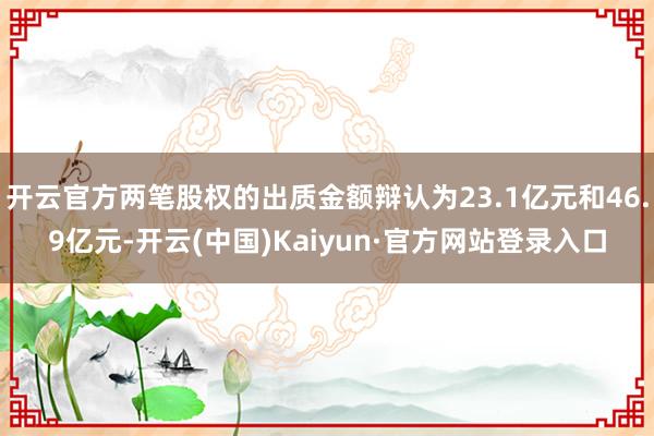 开云官方两笔股权的出质金额辩认为23.1亿元和46.9亿元-开云(中国)Kaiyun·官方网站登录入口