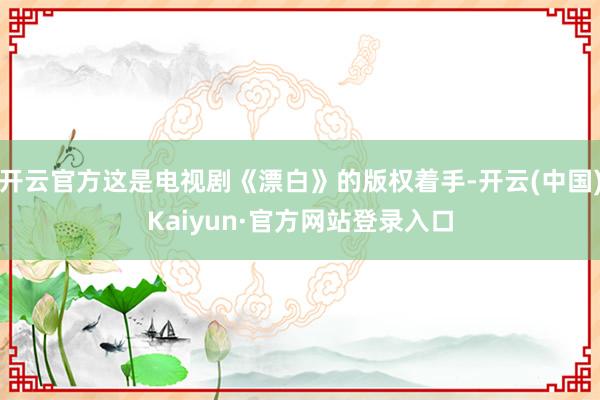 开云官方这是电视剧《漂白》的版权着手-开云(中国)Kaiyun·官方网站登录入口